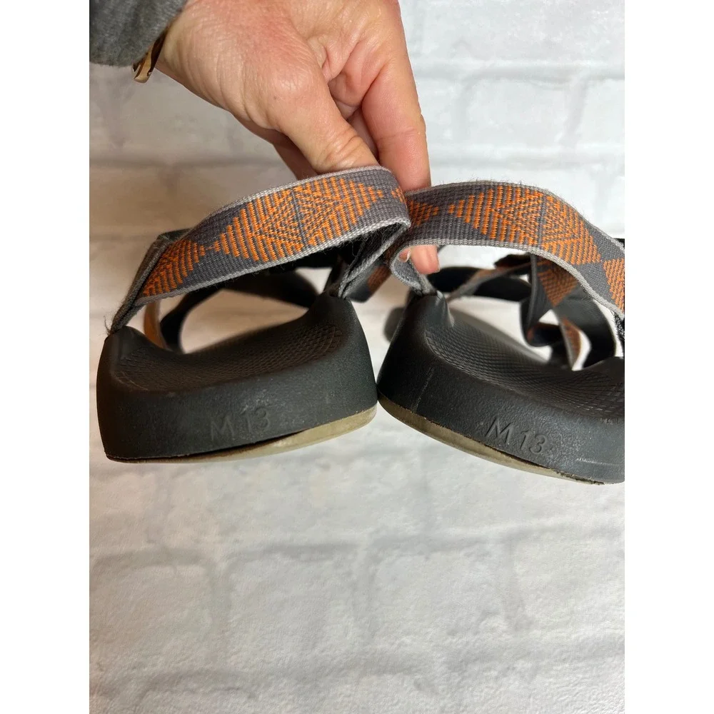 Chaco Z1 Classic Mens Sandals Grey Orange Straps Outdoor Hiking 13 gorpcore